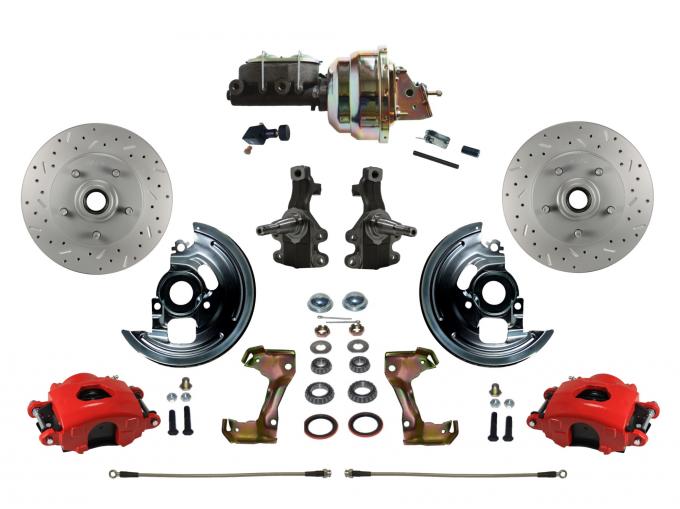 Leed Brakes Power Kit with 2" Drop Spindles Drilled Rotors and Red Powder Coated Calipers RFC1003-M105X