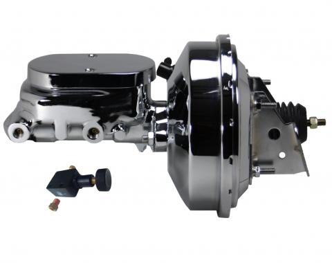 Leed Brakes 9 inch power booster, 1-1/8 inch bore flat top master adjustable valve (Chrome) 2F605