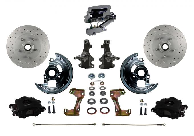 Leed Brakes Manual Kit with 2" Drop Spindles Drilled Rotors and Black Powder Coated Calipers BFC1003-FA1X