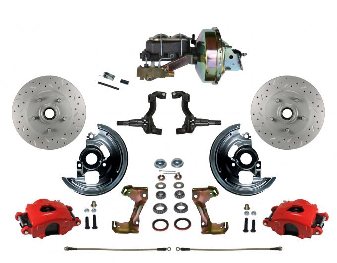 Leed Brakes Power Front Kit with Drilled Rotors and Red Powder Coated Calipers RFC1002-E1A1X