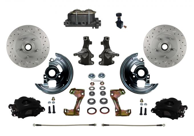 Leed Brakes Manual Kit with 2" Drop Spindles Drilled Rotors and Black Powder Coated Calipers BFC1003-305X
