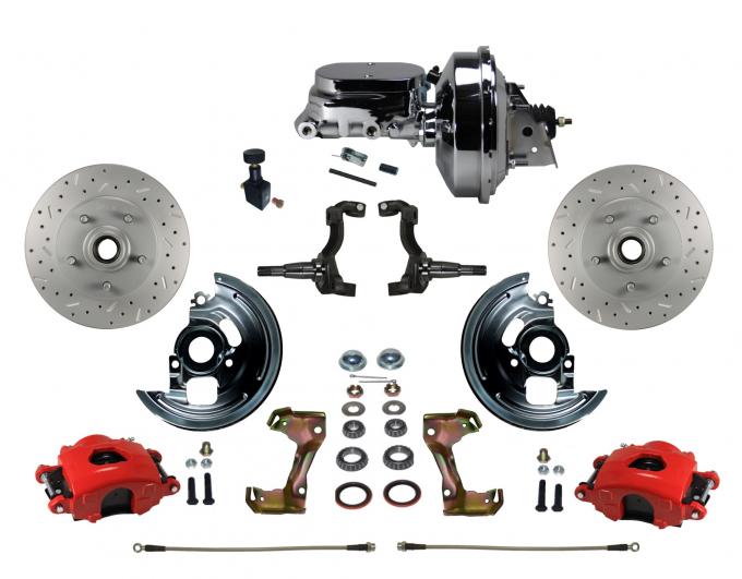 Leed Brakes Power Front Kit with Drilled Rotors and Red Powder Coated Calipers RFC1002-F605X