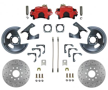 Leed Brakes Rear Disc Brake Kit with Drilled Rotors and Red Powder Coated Calipers RRC1001X