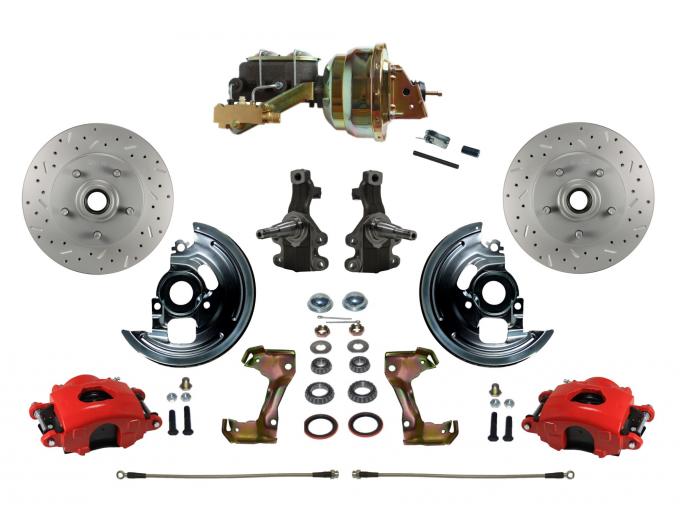 Leed Brakes Power Kit with 2" Drop Spindles Drilled Rotors and Red Powder Coated Calipers RFC1003-M1A3X