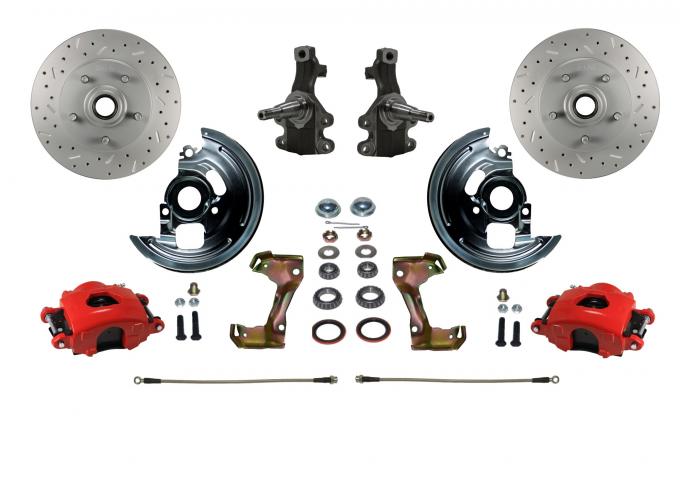 Leed Brakes Spindle Kit with 2" Drop Spindles Drilled Rotors and Powder Coated Calipers RFC1003SMX