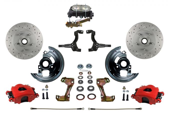 Leed Brakes Manual Front Kit with Drilled Rotors and Red Powder Coated Calipers RFC1002-3A1X