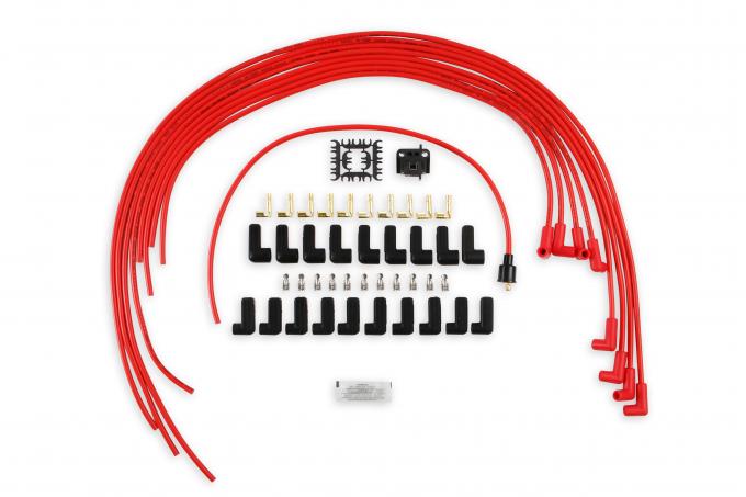 Accel Spark Plug Wire Set, 8mm, Universal, Red Wire with Red 90 Deg Boots 5041R