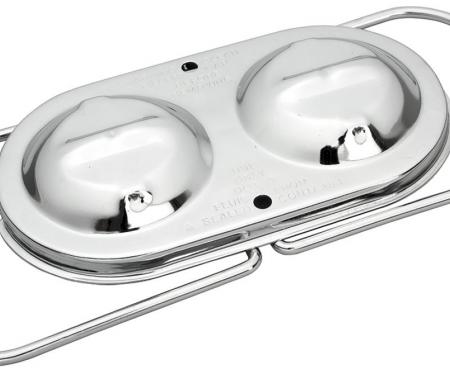 Chevelle Brake Master Cylinder Cover, Power Or Manual, 5-3/4" x 3", Chrome, 1964-1972