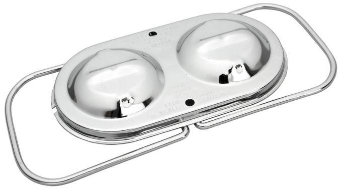 Chevelle Brake Master Cylinder Cover, Power Or Manual, 5-3/4" x 3", Chrome, 1964-1972