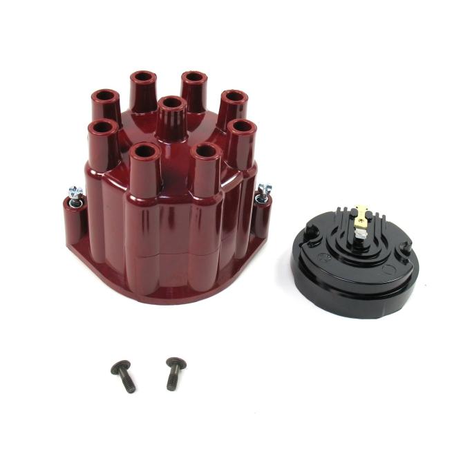 Pertronix Replacement Cap and Rotor Kit for 8 Cylinder Billet Distributors, Red / Female (Service Part Only) D600701
