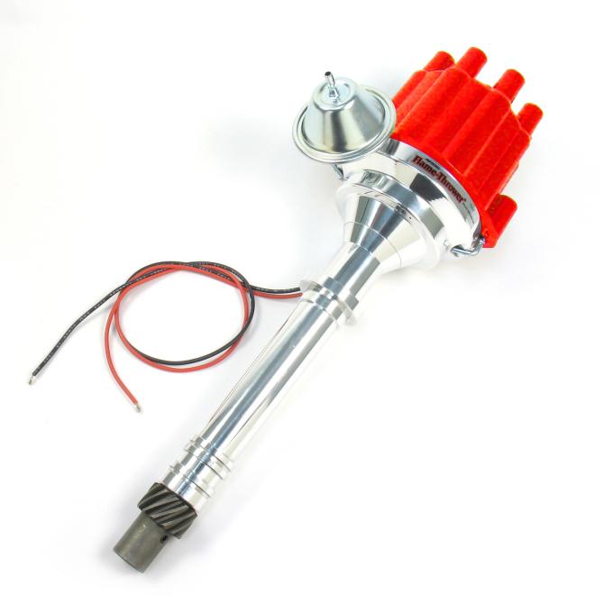 Pertronix Billet Distributor for Chevrolet 90 Degree V6 Engines (Ignitor II) with Vacuum / Mechanical Advance, Red / Female D107701