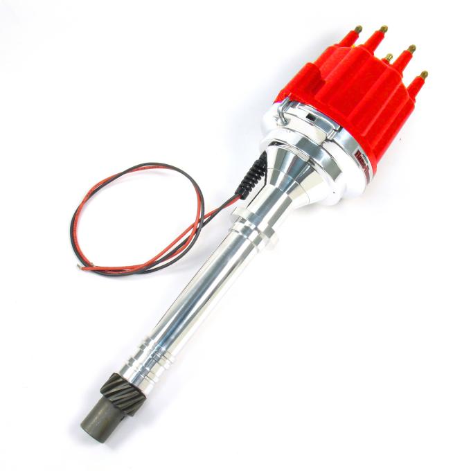 Pertronix Billet Distributor for Chevy Small Block/Big Block Engines (Ignitor II) with Mechanical Advance, Red / Male D100811