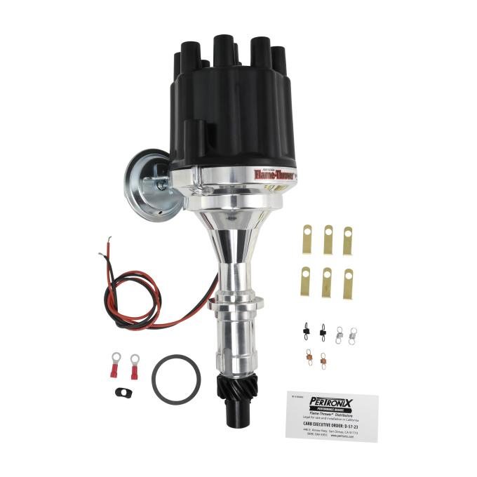 Pertronix Billet Distributor for Pontiac V8 301-455 Engines (Ignitor II) with Vacuum / Mechanical Advance, Black / Female D120700