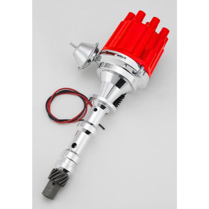 Pertronix Billet Distributor for Chevrolet 409 Engines (Ignitor II) with Vacuum / Mechanical Advance, Red / Female D101701