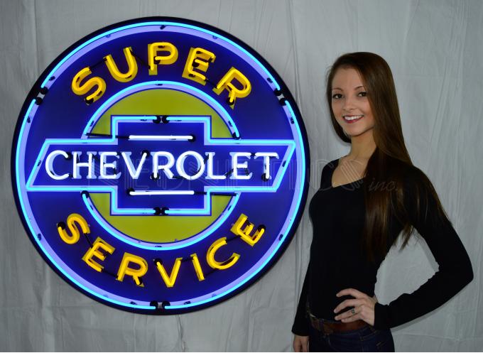 Neonetics Big Neon Signs in Steel Cans, Super Chevrolet Service 36 Inch Neon Sign in Metal Can