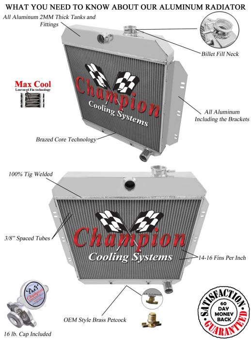 Champion Cooling 2 Row All Aluminum Radiator Made With Aircraft