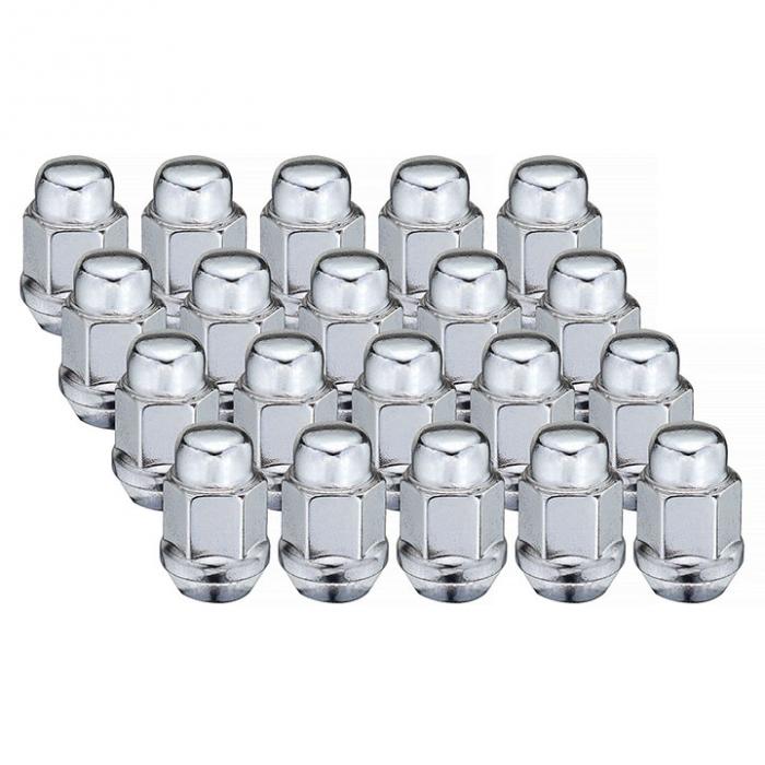 thumbnail image 2 of 20pc Bulge Acorn Chrome Lug Nuts – 7/16x20, Closed End, 3/4" Hex, Chevy GMC K10 K2 2 of 2