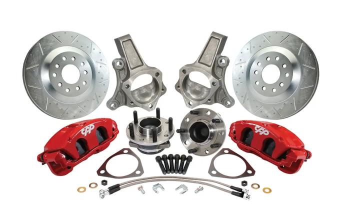 Classic Performance Corvette Style Front Disc Brake Kit with C7 Hubs W/ Stock Height Spindles 6474SWBK-STC7R