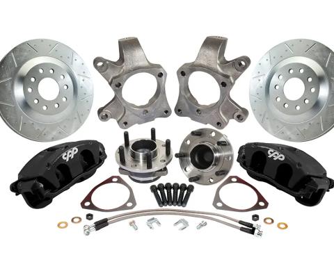 Classic Performance Corvette Style Front Disc Brake Spindle Wheel Kit with C7 Hubs & 2" Drop Spindles, 1964-74 AXF GM A-F-X_ Bodies 6474SWBK-DC7B
