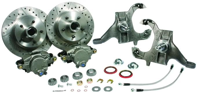 Classic Performance Front Disc Brake Kit with 2" Drop Spindles for 64- 72 GM A Body, 12" Rotor, Wilwood , Drilled/Slotted, Wilwood Black Calipers 6472SWBK-D12-WWBK