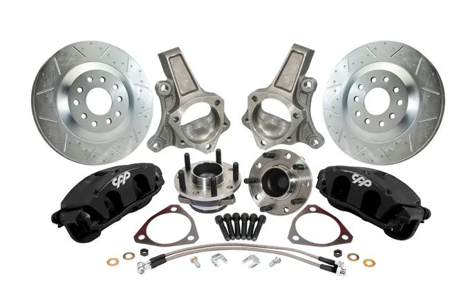 Classic Performance Corvette Style Front Disc Brake Kit with C7 Hubs W/ Stock Height Spindles 6474SWBK-STC7B