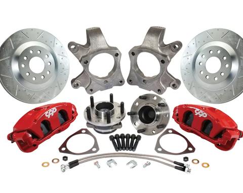 Classic Performance Corvette Style Front Disc Brake Spindle Wheel Kit with C7 Hubs & 2" Drop Spindles, 1964-74 GM A-F-X Bodies 6474SWBK-DC7R