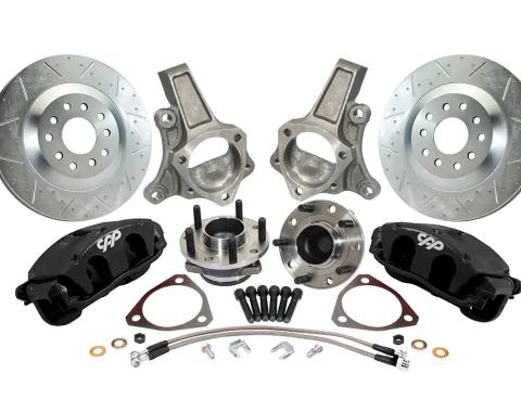 Classic Performance Corvette Style Front Disc Brake Kit with C7 Hubs W/ Stock Height Spindles 6474SWBK-STC7B