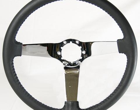 Corvette Volante OE Series Steering Wheel, with Chrome Spokes & Leather Grip, 1977-1982