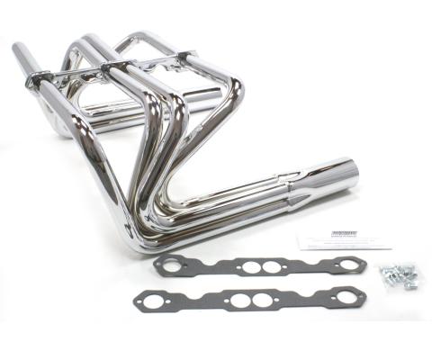 Patriot Exhaust Chevy Small Block Engines, Roadster "Fad T" Exhaust Header with Chrome Finish, Sprint Style H8070