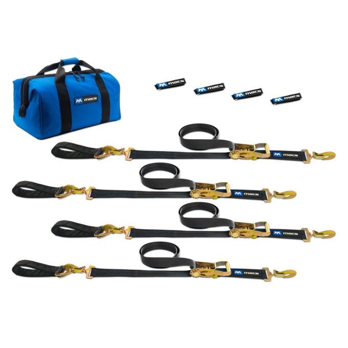 Race Ramps 2 x 6 Ultra Pack Tie-Down Straps with Detachable Axle Straps, Sewn Fixed Ends - Black 511206