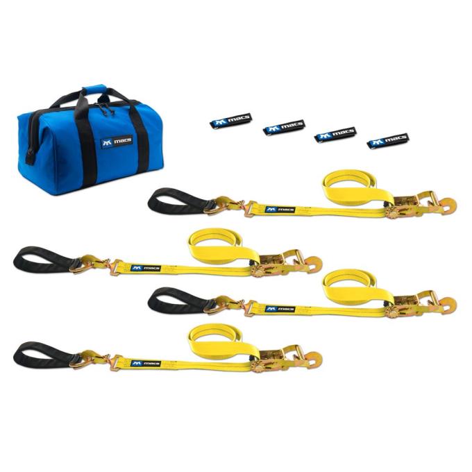 Race Ramps 2 x 10 Ultra Pack Tie-Down Straps with Detachable Axle Straps, Direct Hook Ends - Yellow 514219
