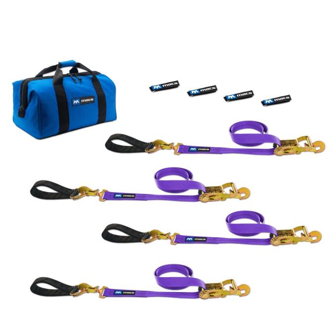 Race Ramps 2 x 10 Ultra Pack Tie-Down Straps with Detachable Axle Straps, Direct Hook Ends - Purple 516219