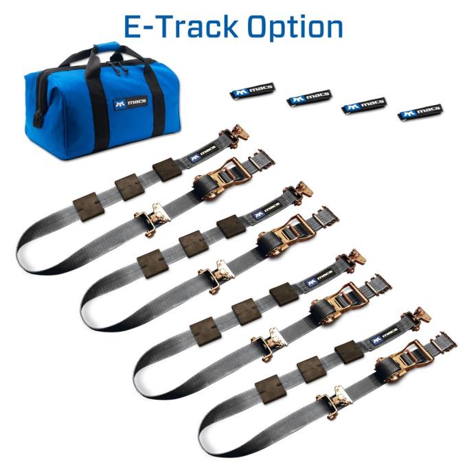 Race Ramps 2 x 10 Tire Block Strap Pack with E-Track Ends - Black 511002
