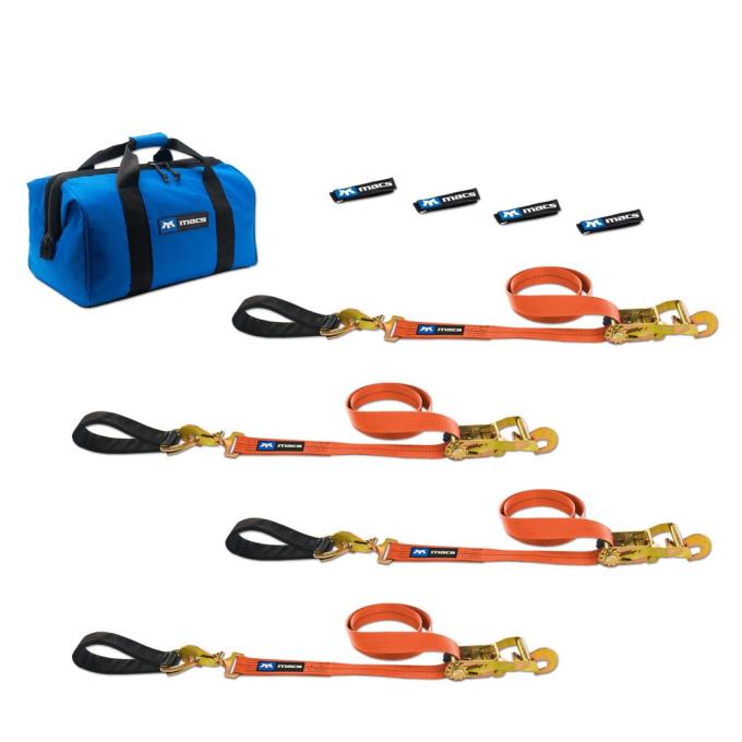 Race Ramps 2 x 8 Ultra Pack Tie-Down Straps with Detachable Axle Straps, Direct Hook Ends - Orange 518218