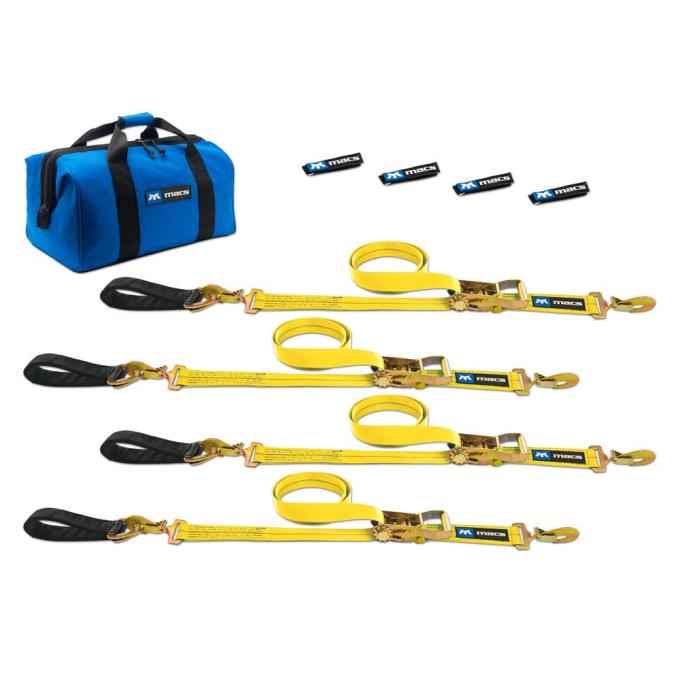 Race Ramps 2 x 10 Ultra Pack Tie-Down Straps with Detachable Axle Straps, Sewn Fixed Ends - Yellow 514210