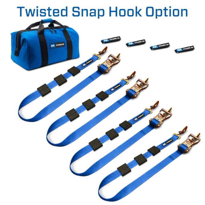 Race Ramps 2 x 10 Tire Block Strap Pack with Twisted Snap Hook Ends - Blue 512000