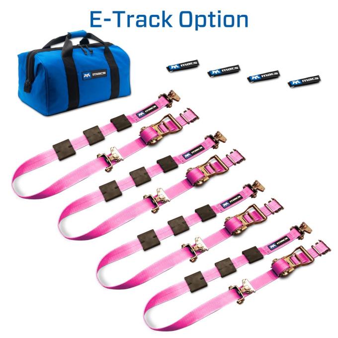 Race Ramps 2 x 10 Tire Block Strap Pack with E-Track Ends - Pink 519002