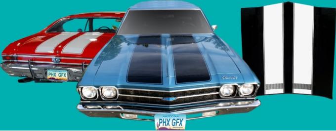 1968-69 Chevelle Malibu SS Flat Non-SS Hood and Deck VINYL Stripes Kit | Hugger Orange