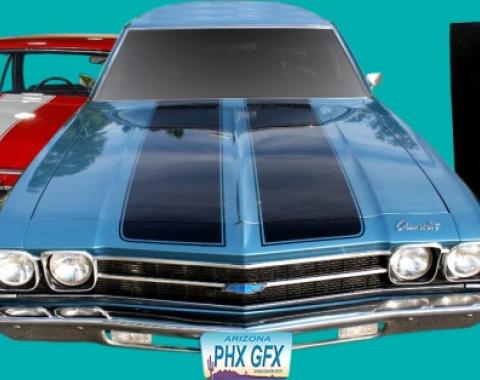 1968-69 Chevelle Malibu SS Flat Non-SS Hood and Deck VINYL Stripes Kit | Hugger Orange