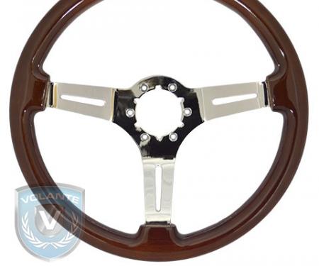 Volante S6 Sport Steering Wheel, Wood with Chrome Center, 3 Spoke