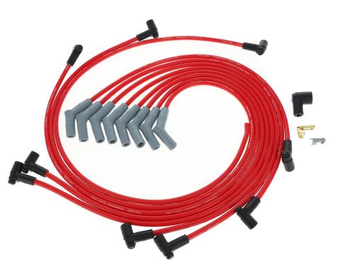 Taylor Cable Chevy Big Block Race Fit 8.2mm Thundervolt Spark Plug Wire Set with Over Valve Cover HEI Fitment, Red, 135&deg; Spark Plug Boot Angle 86232