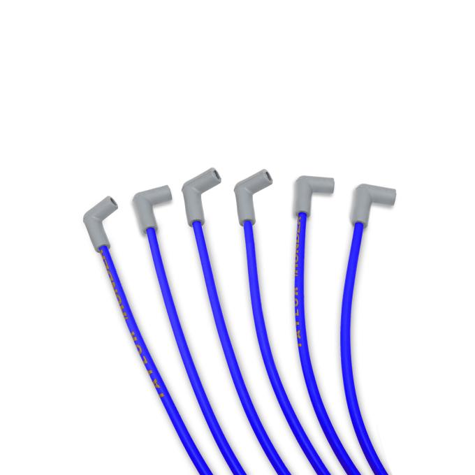 Taylor Cable Chevy Small Block Race Fit 8.2mm Thundervolt Spark Plug Wire Set with Under Headers Socket Fitment, Blue, 90&deg; Spark Plug Boot Angle 86629
