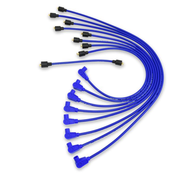 Taylor Cable Chevy Small Block Race Fit 10.4mm 409 Series Spark Plug Wire Set with Under Headers HEI Fitment, Blue, 90&deg; Spark Plug Boot Angle 79630