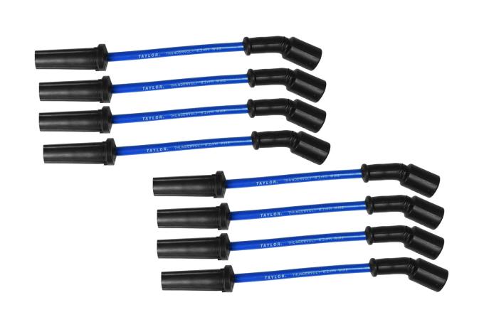 Taylor Cable 1997-17 GM LS-Series V8 8.2mm Thundervolt Spark Plug Wire Set, Blue, 180&deg; Spark Plug Boot Angle 84644