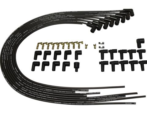 Taylor Cable Universal 8mm Spiro-Pro Black Ceramic Boots Spark Plug Wire Sets, 90&deg; Spark Plug Boot Angle, Black 75051-B