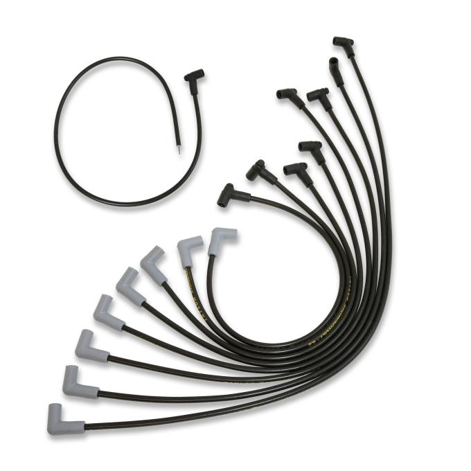 Taylor Cable Chevy Small Block Race Fit 8.2mm Thundervolt Spark Plug Wire Set with Under Headers Socket Fitment, Black, 90&deg; Spark Plug Boot Angle 86029