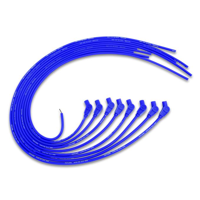 Taylor Cable Universal 8mm Spiro-Pro Spark Plug Wire Set, 8 Cylinders, 135&deg; Spark Plug Boot Angle, Blue 73653