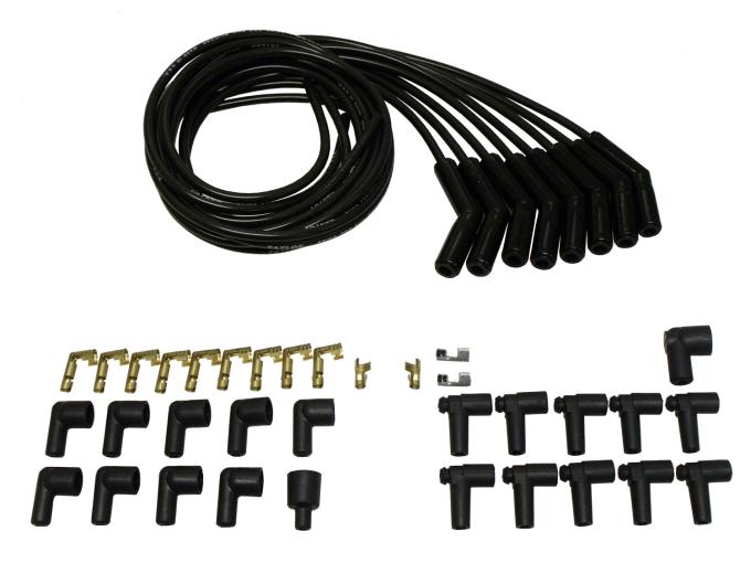 Taylor Cable Universal 8mm Spiro-Pro Black Ceramic Boots Spark Plug Wire Sets, 135&deg; Spark Plug Boot Angle, Black 75053-B