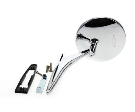 AMD Outside Door Mirror, Round with Bowtie, - 66-67 Chevy II Nova Chevelle El Camino Camaro X570-3066