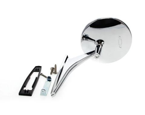 AMD Outside Door Mirror, Round with Bowtie, - 66-67 Chevy II Nova Chevelle El Camino Camaro X570-3066